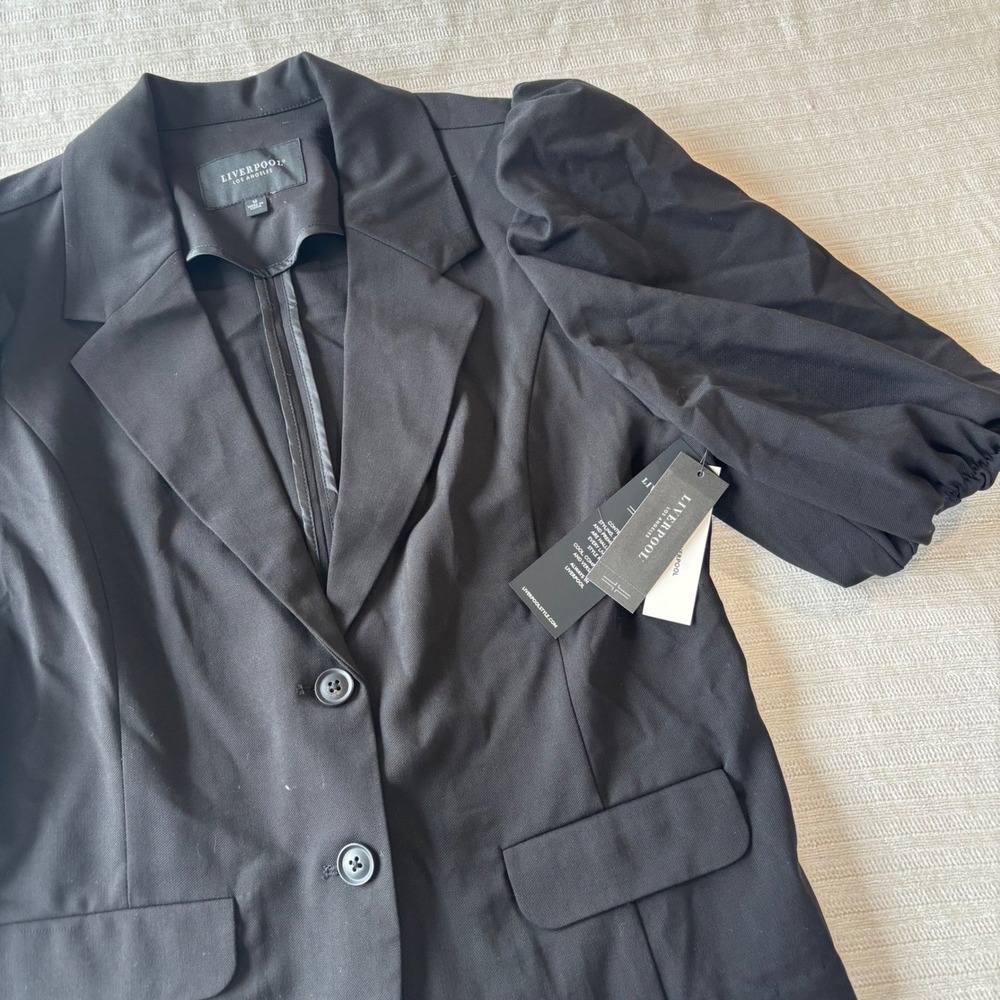 Liverpool Los Angeles Black Puff Sleeve Blazer Jacket LM1C77TS39 Womens Medium